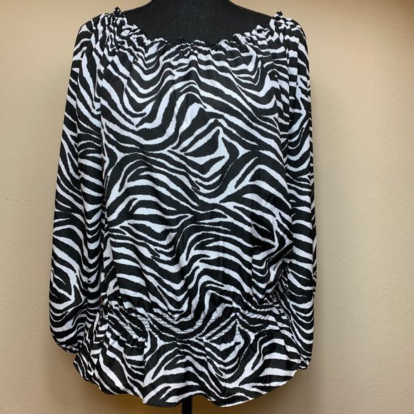 Michael Michael Kors Zebra Print Women Blouse Size - Picture 1 of 3